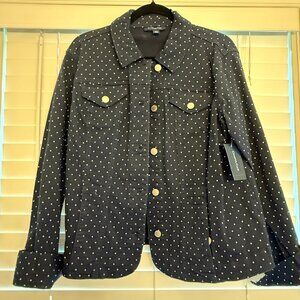 Charter Club Navy Polka Dot Button-Up Jacket